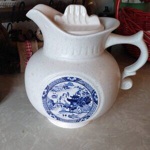 Vintage McCoy USA  Cookie Jar Pitcher With Lid Blue Willow Design